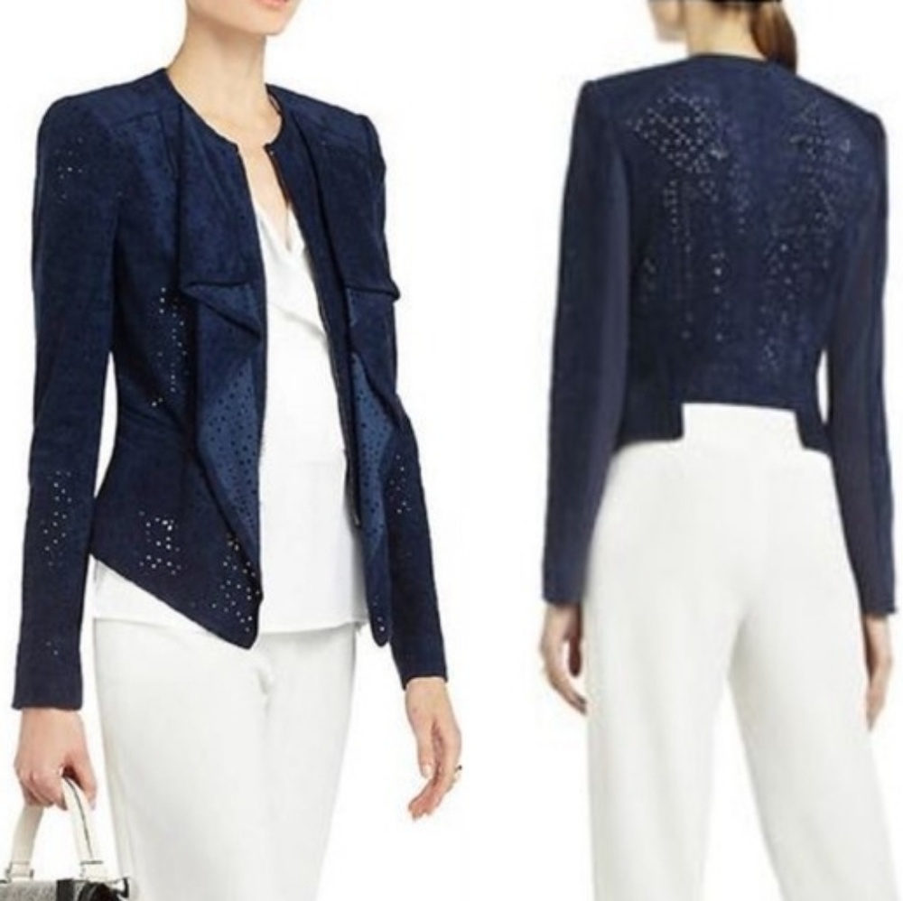 BCBG MAXAZRIA Eliot Perforated Faux Suede Jacket